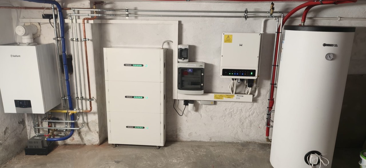 Pomieszczenie techniczne z kotłem, magazynem energii i zasobnikiem c.w.u.